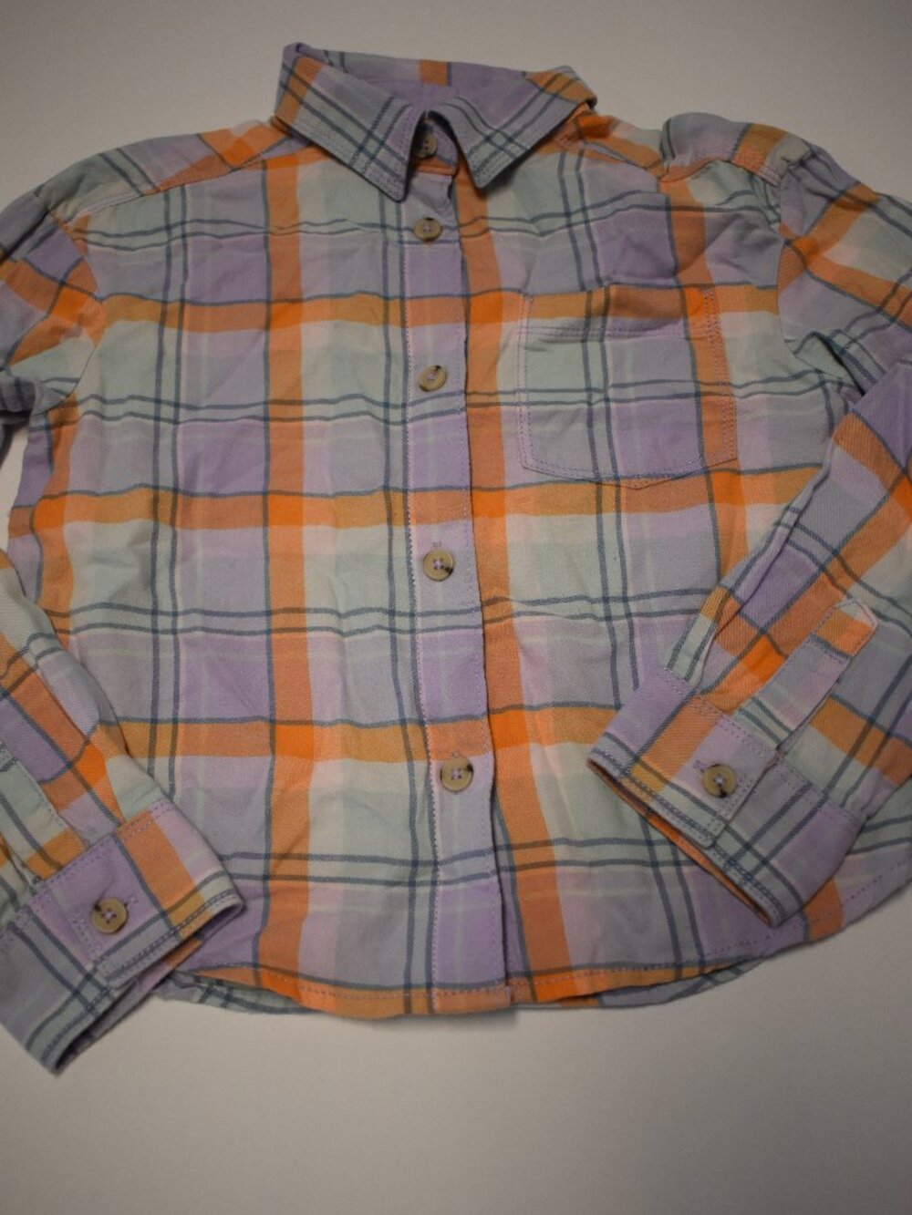 New w/o Tags Youth Boys' Easter Button Up-Long Sleeve-Plaid-Pastel-Size S-6/6x